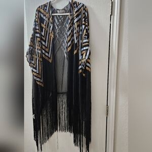 Free People Black Sheer Kimono OS